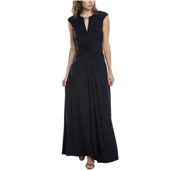 Vince Camuto Long Formal Dress 12 Blue Sleeveless Wedding Party Cruise Washable - Picture 4 of 14